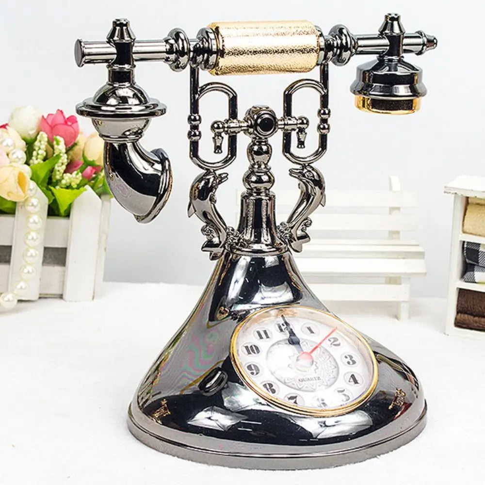 Retro Model Phone Themed Alarm Function Table Clock