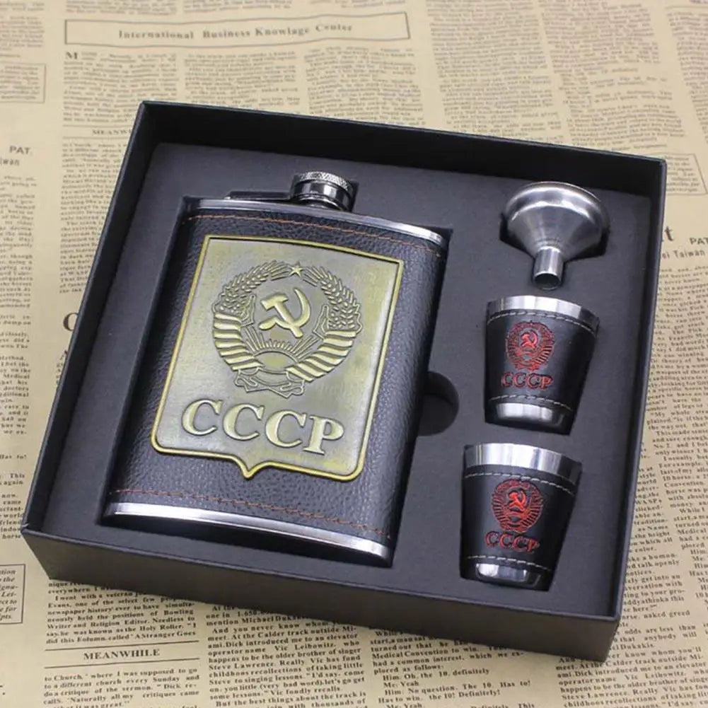 High Quality Metal Flask and Glass Set in Special Gift Box