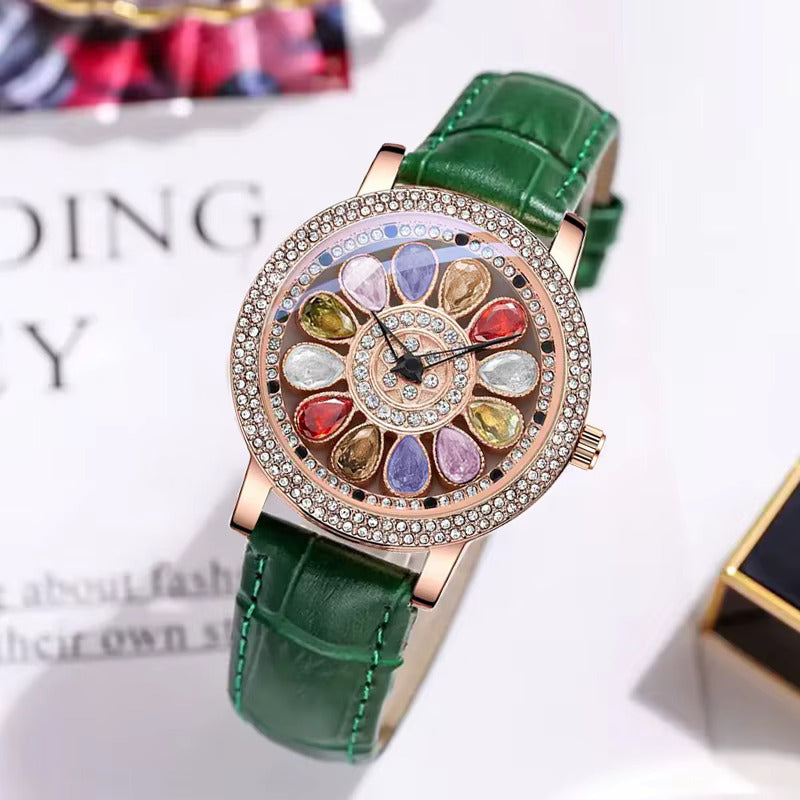 Quartz Case Upper Segment Waterproof Luxury Stone Ladies Wristwatch