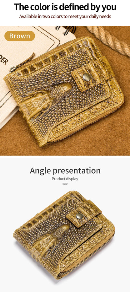 Crocodile Themed Leather Wallet - Large Volume Aesthetic Design