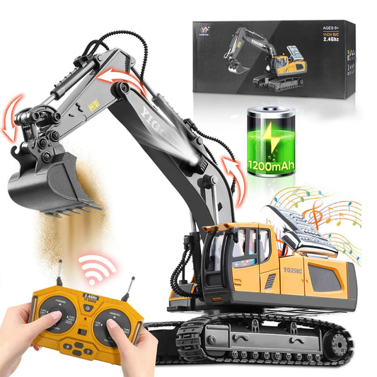 1/20 Scale Remote Control Excavator-Truck and Bulldozer-Metal Plastic Mixture Material High Quality Model Collectible Toy