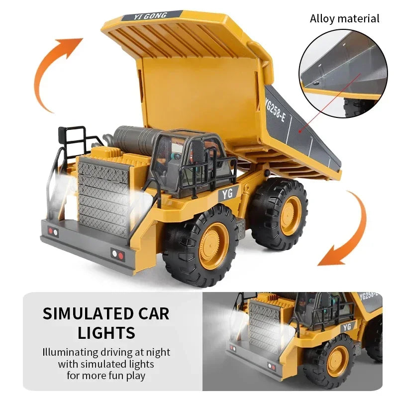 1/20 Scale Remote Control Excavator-Truck and Bulldozer-Metal Plastic Mixture Material High Quality Model Collectible Toy