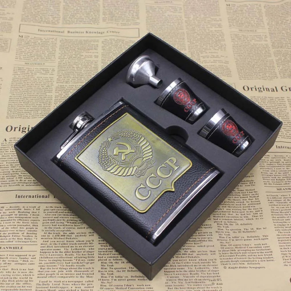 High Quality Metal Flask and Glass Set in Special Gift Box