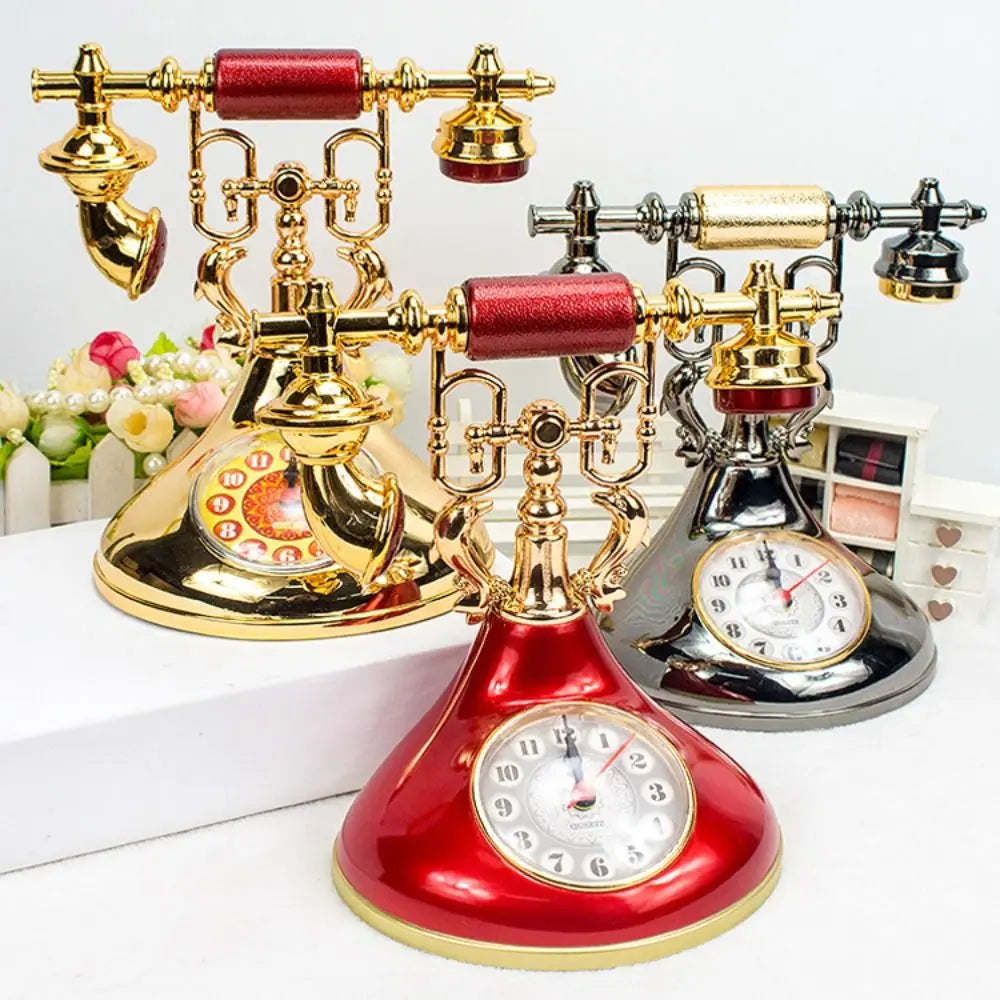 Retro Model Phone Themed Alarm Function Table Clock