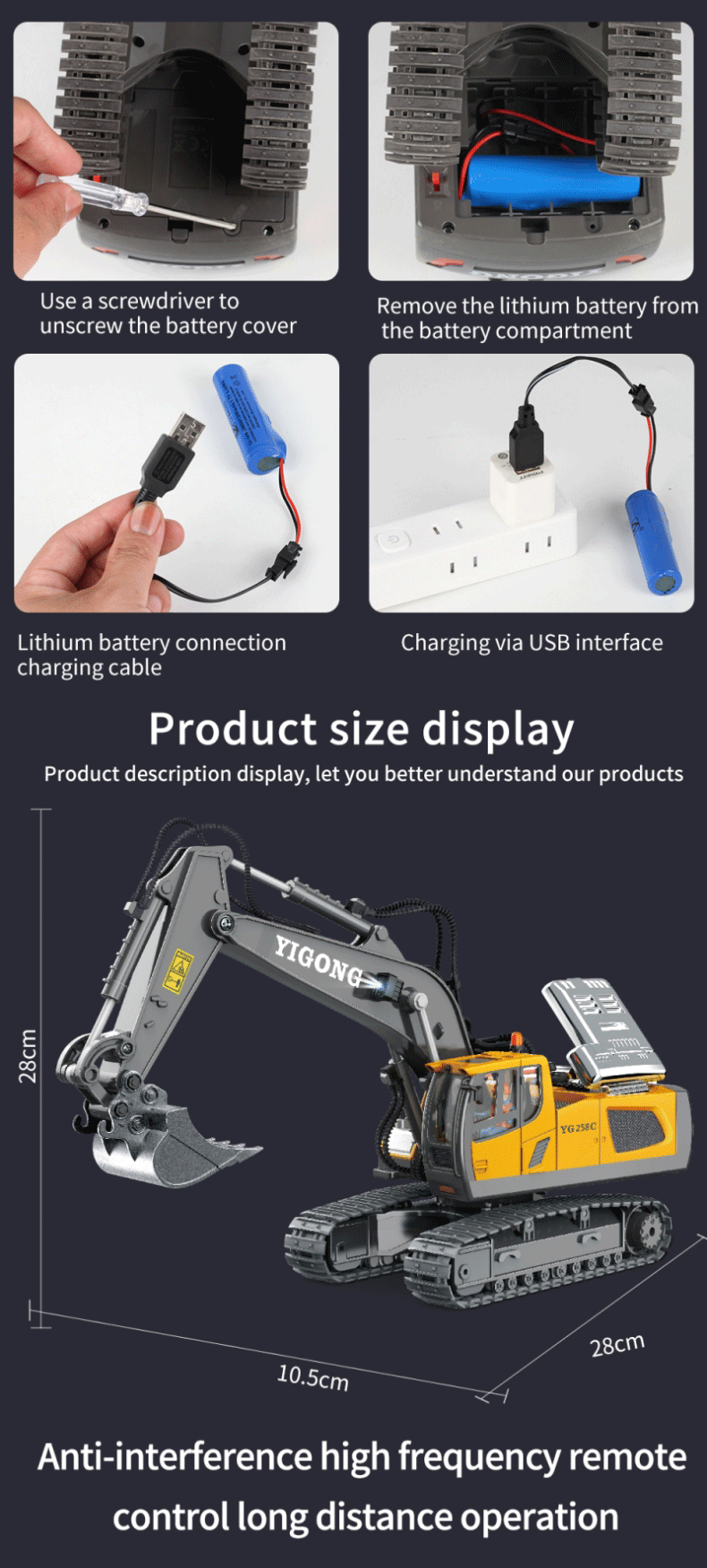 1/20 Scale Remote Control Excavator-Truck and Bulldozer-Metal Plastic Mixture Material High Quality Model Collectible Toy