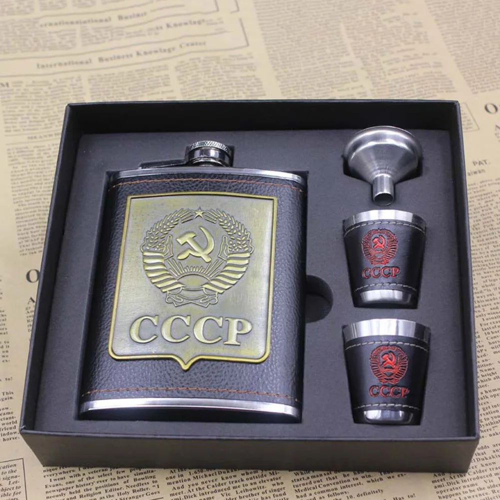 High Quality Metal Flask and Glass Set in Special Gift Box