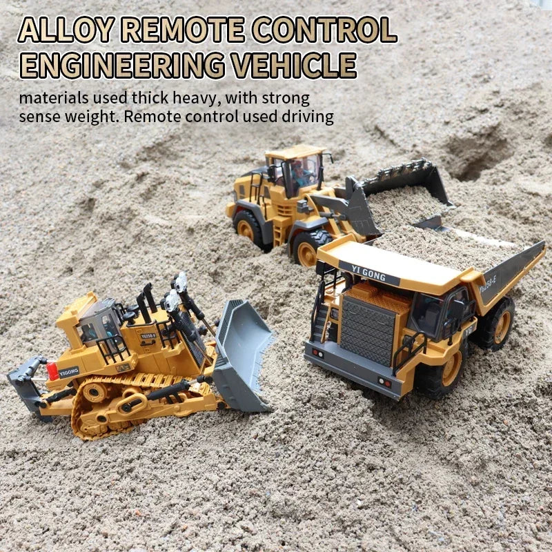 1/20 Scale Remote Control Excavator-Truck and Bulldozer-Metal Plastic Mixture Material High Quality Model Collectible Toy