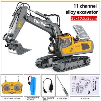 1/20 Scale Remote Control Excavator-Truck and Bulldozer-Metal Plastic Mixture Material High Quality Model Collectible Toy