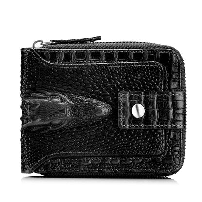 Crocodile Themed Leather Wallet - Large Volume Aesthetic Design