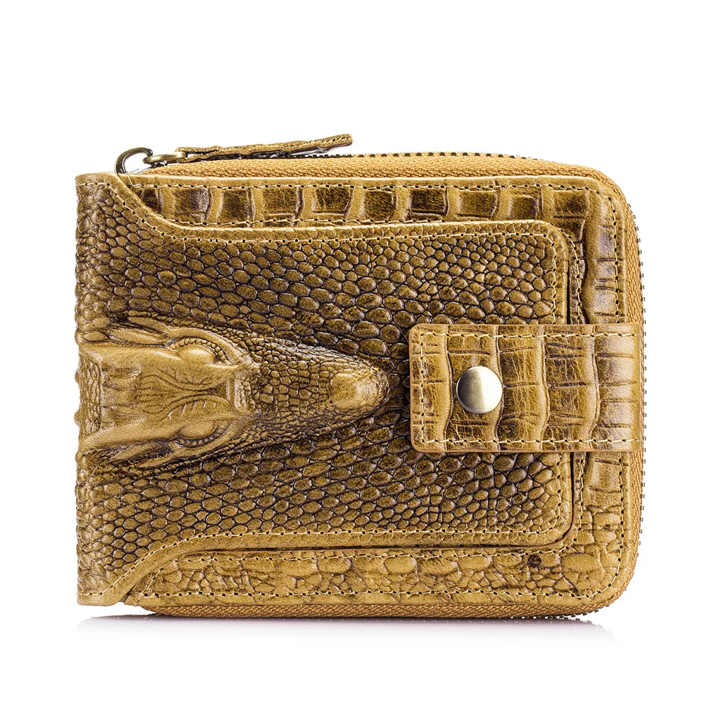 Crocodile Themed Leather Wallet - Large Volume Aesthetic Design