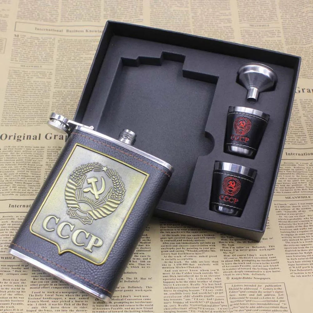 High Quality Metal Flask and Glass Set in Special Gift Box