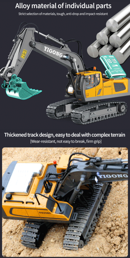 1/20 Scale Remote Control Excavator-Truck and Bulldozer-Metal Plastic Mixture Material High Quality Model Collectible Toy