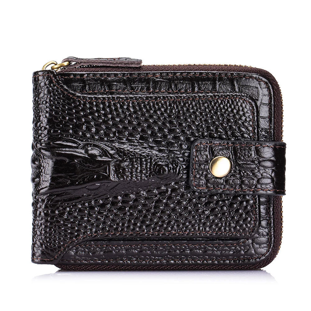 Crocodile Themed Leather Wallet - Large Volume Aesthetic Design