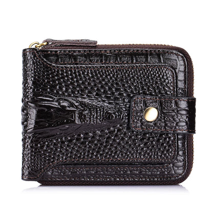 Crocodile Themed Leather Wallet - Large Volume Aesthetic Design