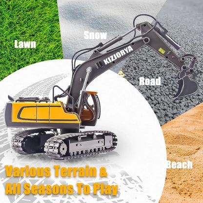 1/20 Scale Remote Control Excavator-Truck and Bulldozer-Metal Plastic Mixture Material High Quality Model Collectible Toy