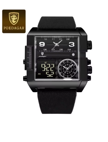 Waterproof-Men's Watch with Day and Week Display-Digital Multifunctional Men's Quartz Watch