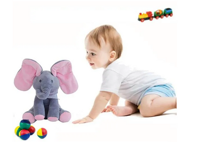 Peek a Boo Educational Toy Plush Elephant with Singing and Dancing Ears