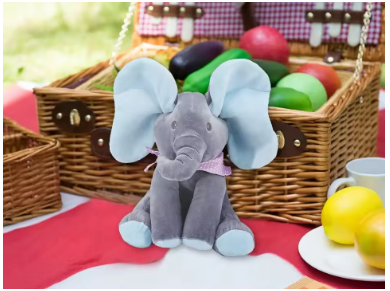 Peek a Boo Educational Toy Plush Elephant with Singing and Dancing Ears