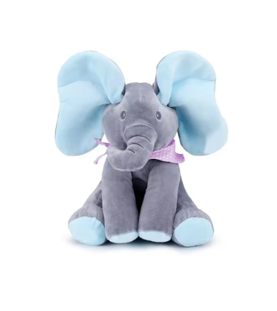 Peek a Boo Educational Toy Plush Elephant with Singing and Dancing Ears