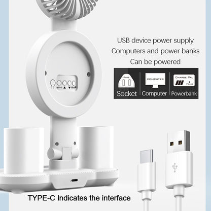 Rechargeable LED Desk Lamp and Pencil Holder - Reading Light with Fan, Clock, Alarm and Night Light